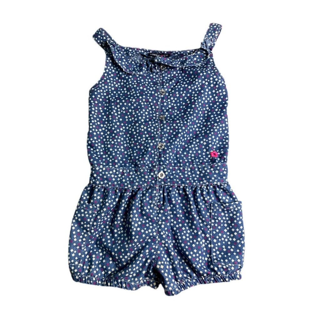 Limited Too Girls Denim Pattern Shorts Romper Sleeveless 5